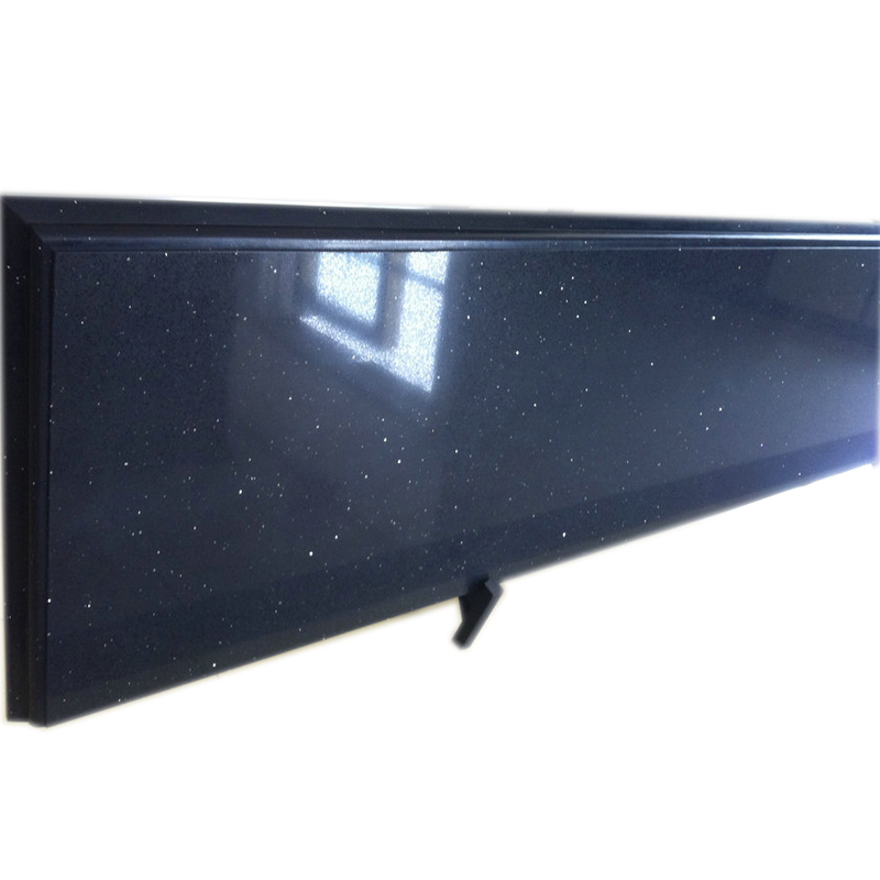 Prefabricated Jet black quartz countertop benchtop for kitchen