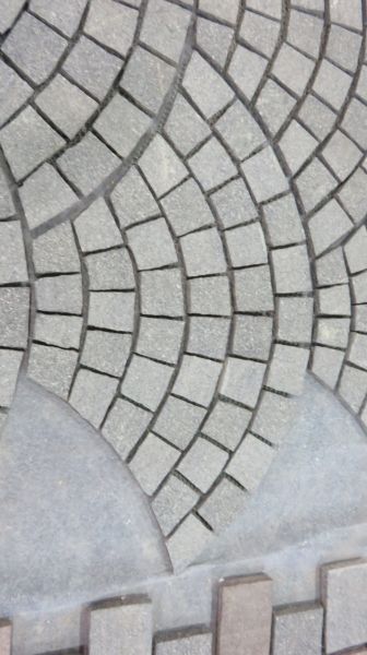 G603 granite cobblestone on mesh fan shape