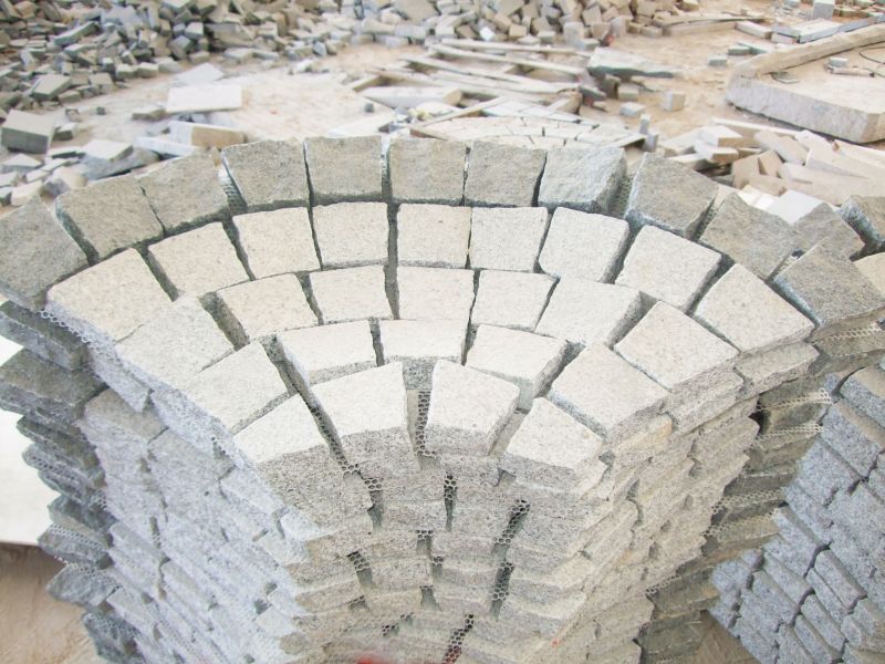 G603+G654 grey mix granite cobblestone sheet