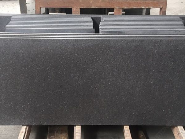Flamed black galaxy granite tile 