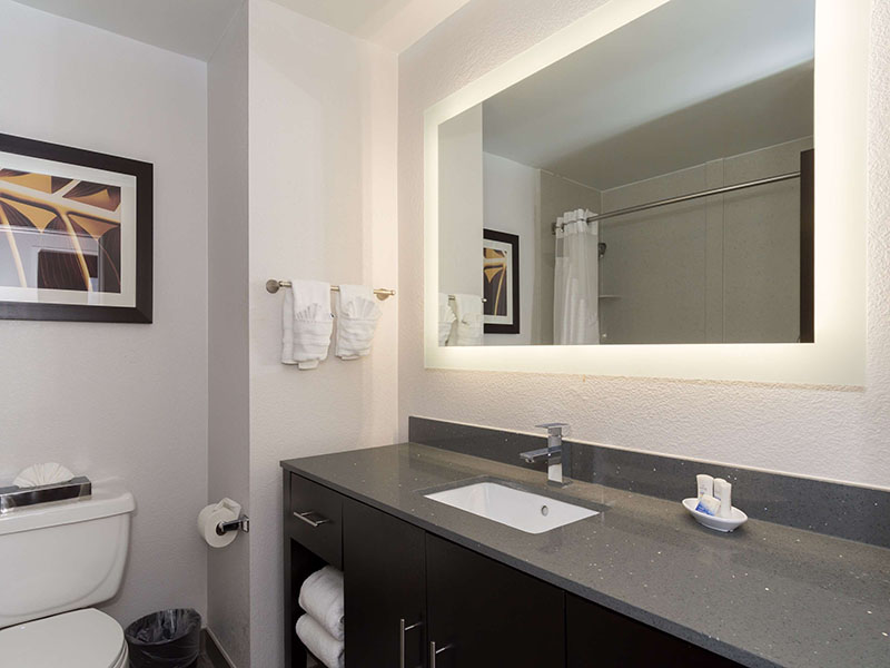Best Western Plus-Grey quartz bathroom countertop